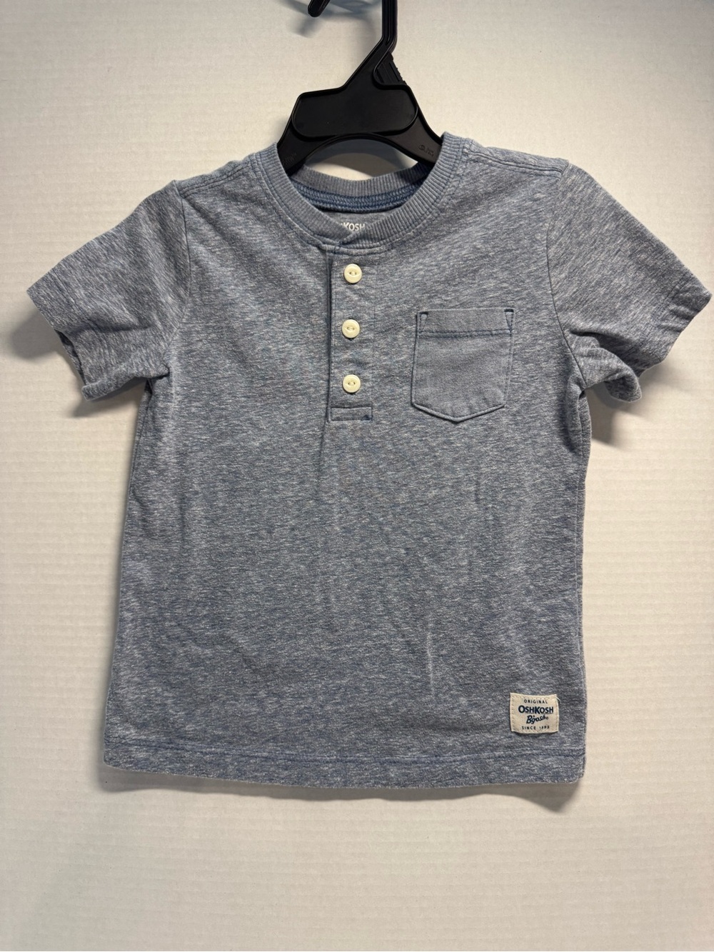 OshKosh B'gosh Heather Light Blue Short Sleeve Henley Tee with Pocket